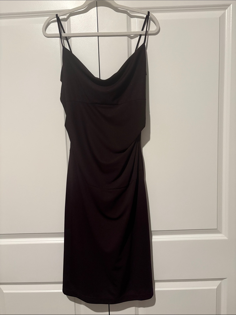 Alyn Paige Wine Cowl Neck Midi Slip Dress